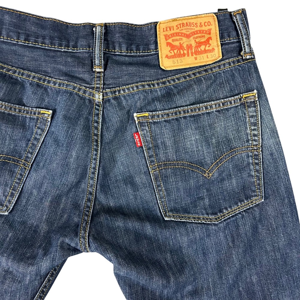 Levi's Jeans 513 Mens 30x27 Dark Wash Denim Slim Straight Casual Classic